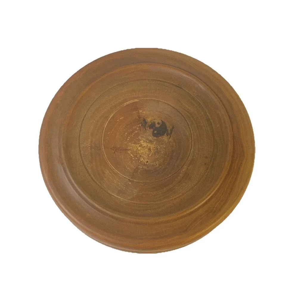 Vintage Hand Turned Wooden Bowl Shows Wood Grains Made Out Of Single Wood Piece